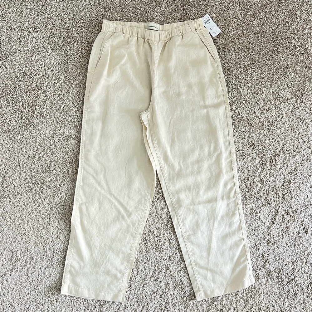 Abercrombie & Fitch Linen Ankle Straight Pants